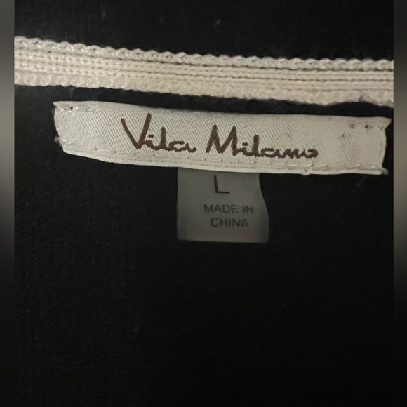 Black Knit Long Cardigan with White Trim size L - Picture 3 of 9